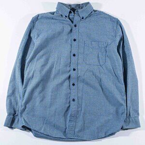 LL Bean Wicked Good Flannel Shirt Medium Traditional Fit Houndstooth 298276 Blue